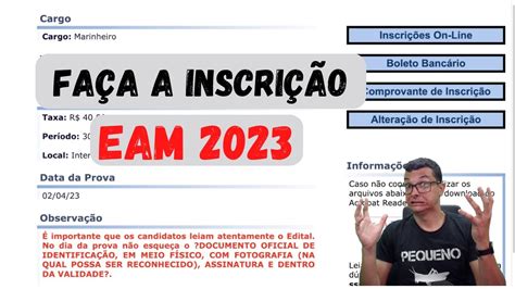 COMO FAZER A INSCRIÇÃO NO CONCURSO DA EAM 2023 APRENDIZ DE MARINHEIRO