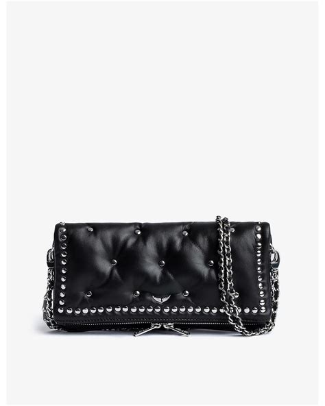 Zadig And Voltaire Rock Rider Studded Leather Clutch In Black Lyst