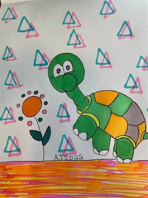 Dancing Turtle Drawing 8x10 Original Drawing Not A Print Etsy