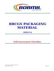 Brcgs Internal Audit Checklist Docx Brcgs Packaging Material