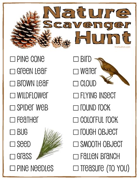 Nature Scavenger Hunt Printable List