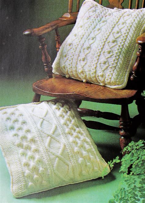 Knitted Aran Pillows Pdf Pattern Etsy