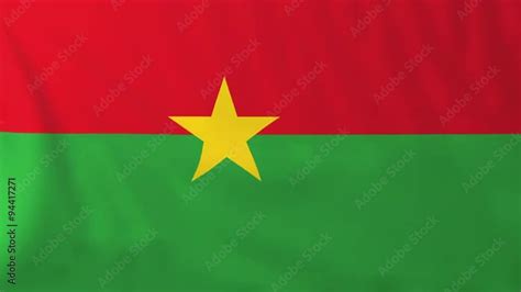 Flag Of Burkina Faso Slow Motion Waving Rendered Using Official