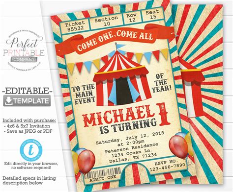 Carnival Invitation Carnival Birthday Party Invitation Carnival