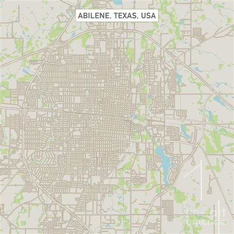 Abilene Texas US City Street Map Digital Art by Frank Ramspott