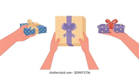 Hands Giving Gift Box Isolated On Stock Vector Royalty Free