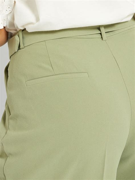 Pantalon Large Avec Ceinture Vert Kaki Kiabi 25 00