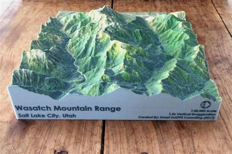 Wasatch Range Utah 3D Printed Topographic Map 3D Topo Map Etsy