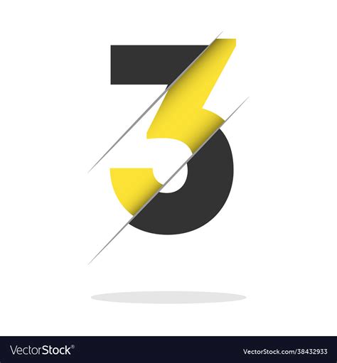 Number Three 3 Logo Design Icon Background Vector Image