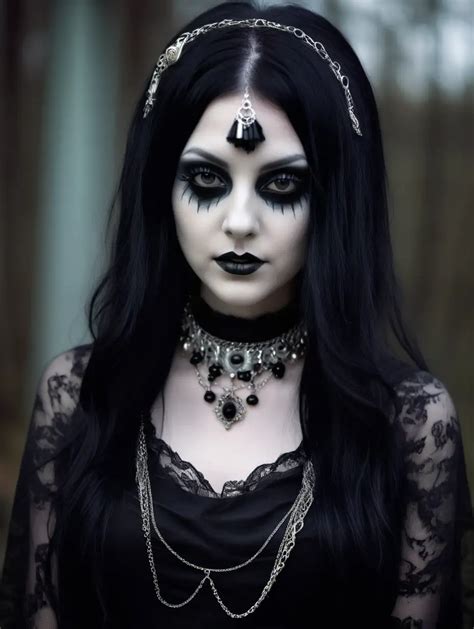 Gothic Style Portrait Edgy Elegance With Black Hair And Unique Jewelry