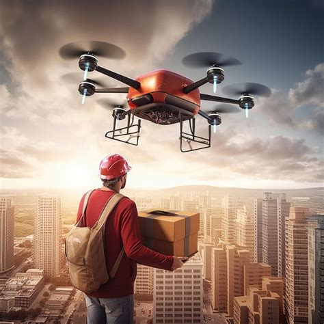 Premium AI Image | Atmospheric process of unmanned drone delivery ...