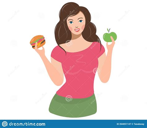 Choice Between Junk Food And Healthy Food For Life Concept Vector