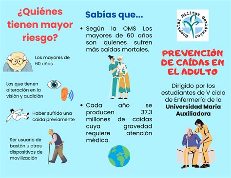 Tríptico Prevención De Caídas Según La Oms Los Mayores De 60 Años Son