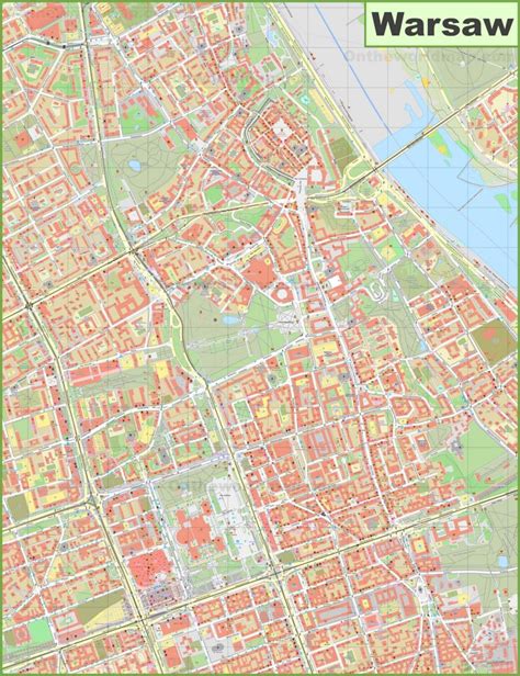 Warsaw city center map - Ontheworldmap.com