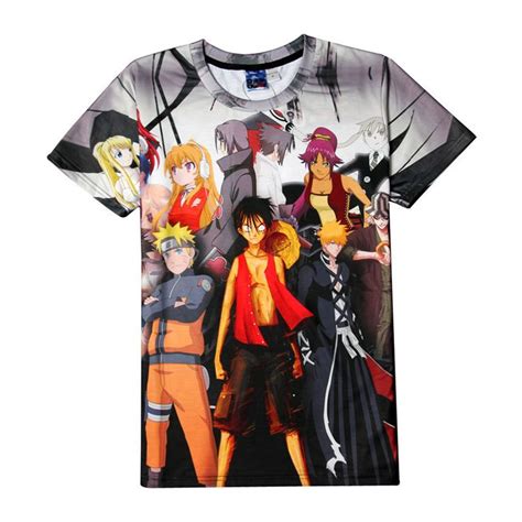 One Piece Naruto Short Sleeve 3D Printed Sportswear T Shirt