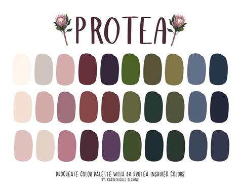 King Protea Color Palette For Procreate Dusty Rose Navy Etsy Color Schemes Colour Palettes