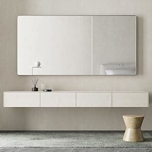 Amazon JISOSO Brushed Silver Metal Framed Mirror For Bathroom 72