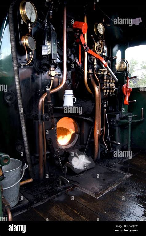 Steam Train Locomotive Footplate Showing Pipes Levers Billy Can