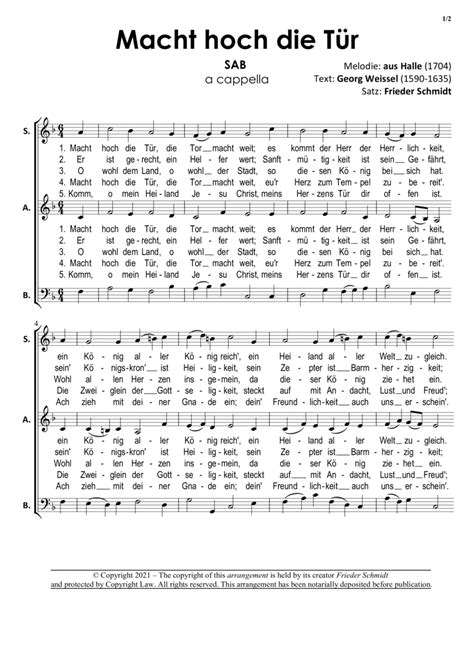 Macht hoch Tür by Traditional 3 Part Digital Sheet Music