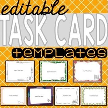 Editable Task Card Templates 7 Sets By Katie Jones TPT