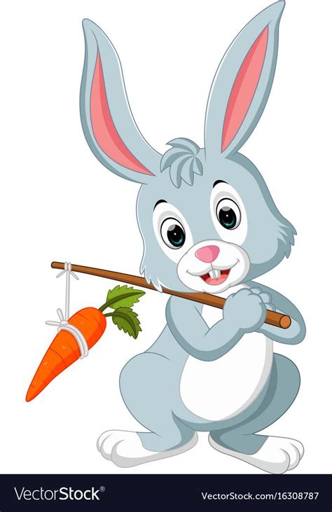 Cute Rabbit Cartoon Vector Image On Vectorstock Rabbit Cartoon