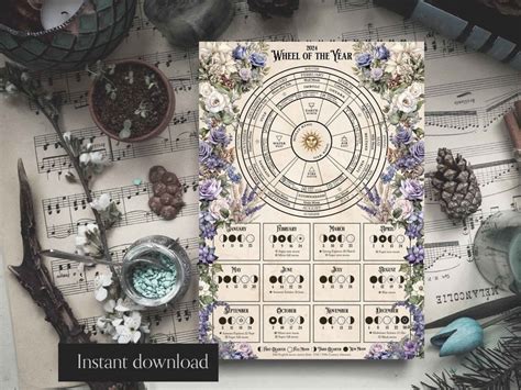 Wheel Of The Year Lunar Calendar 2024 Moon Calendar Etsy UK