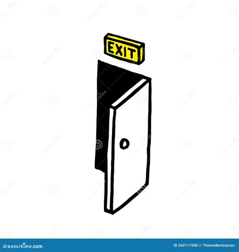 Open Door Exit Doodle Drawing Stock Vector Illustration Of Icon