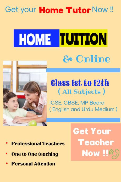 Home Tuition Poster Templete Template Postermywall