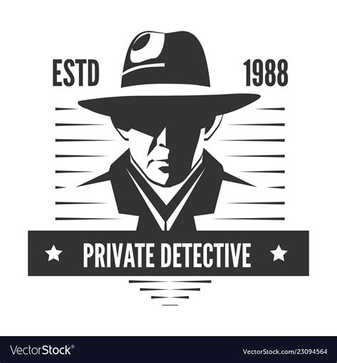 Private detective logo man in hat Royalty Free Vector Image