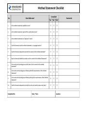 Method Statement Checklist Docx Method Statement Checklist No Item