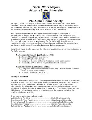 Fillable Online Ssw Asu Phi Alpha Info And Application The