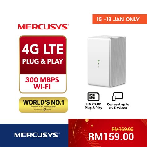 Mercusys 300Mbps Wireless N 4G LTE Plug And Play Router MB110 4G