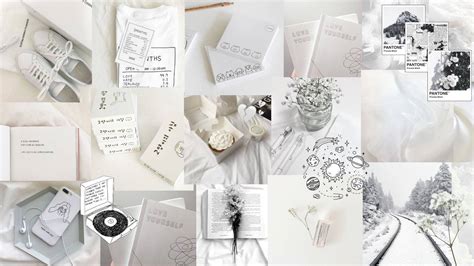 Download White Luxury Collage Doodles Pinterest Aesthetic Wallpaper ...