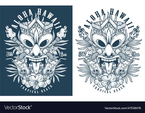 Aloha Hawaii Beach Monochrome Flyer Royalty Free Vector