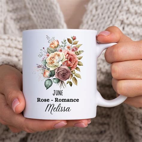 Personalized October Birth Flower Month Coffee Mug Custom Mom T