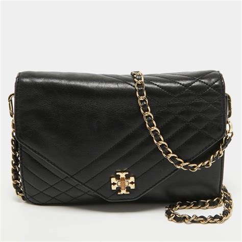 Tory Burch Black Leather Kira Envelope Flap Chain Bag Tory Burch The