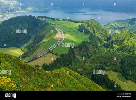 Lake Of Sete Cidades A Volcanic Crater Lake On Sao Miguel Island