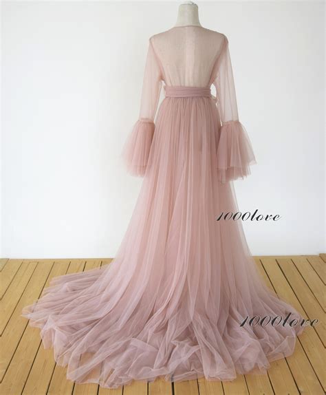 Custom Sheer Tulle Dress Formal Evening Dresseslong Sleeves Etsy