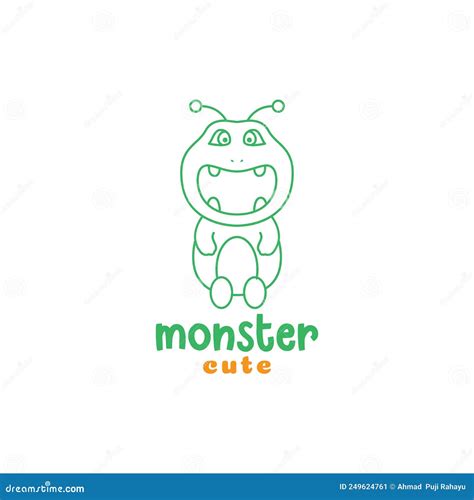 Line Green Monster Big Smile Logo Design Vector Graphic Symbol Icon