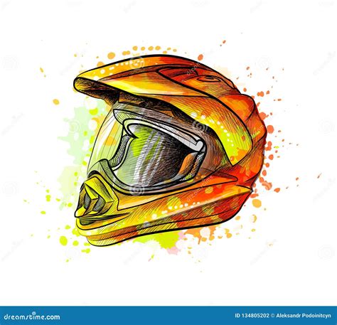 Motorcycle Helmet From A Splash Of Watercolor Stock Vector