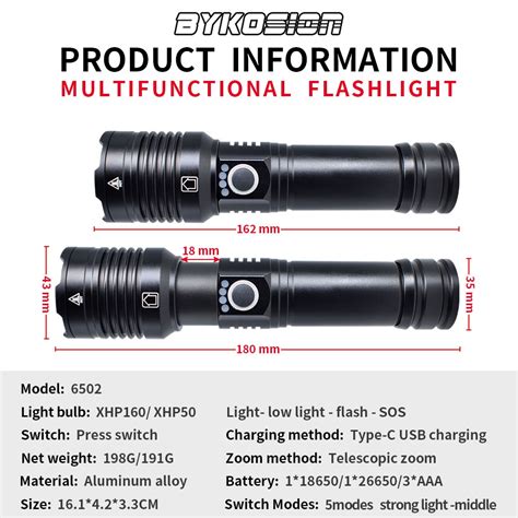 Bykosion Diving Flashlight Lm W Xhp Led Scuba Diving Light