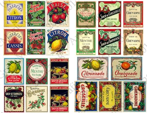 Vintage Food Labels Printable Digital Collage Instant | Etsy