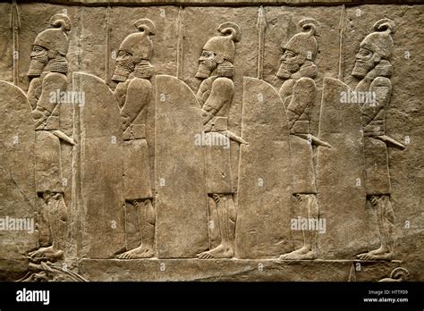 Assyrian Relief Sculpture Panel Of Soldiers Lining The Road From The