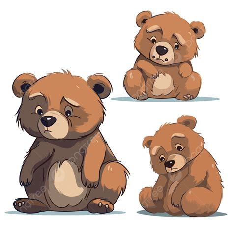 Bear Cub Vector, Sticker Clipart Set Of Three Bears Cartoon, Sticker ...