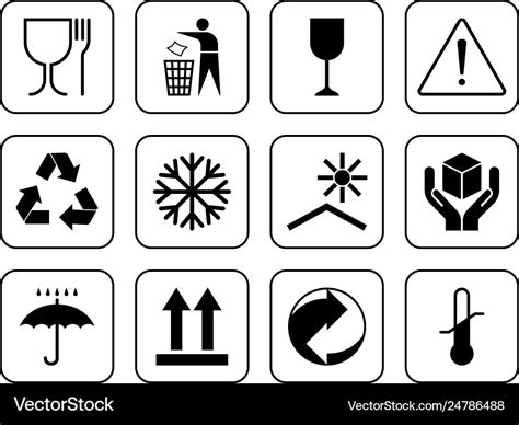 Packaging Symbols Flat Package Signs Isolated Vector Image