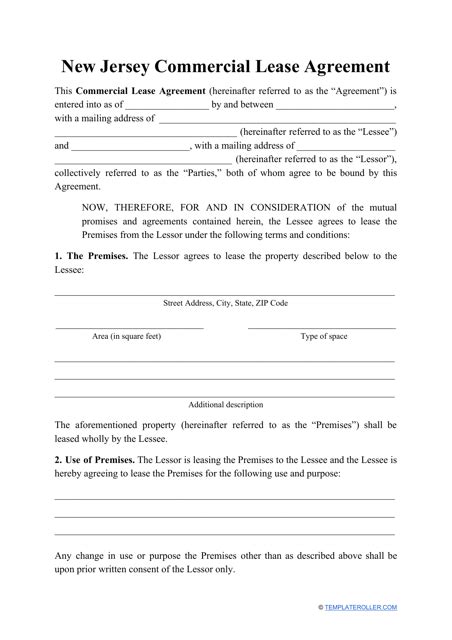 New Jersey Commercial Lease Agreement Template Fill Out Sign Online