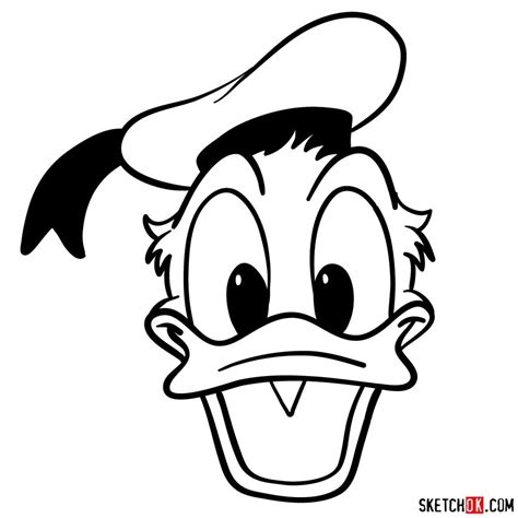 How To Draw Donald Duck S Happy Face Sketchok Easy Drawing Guides