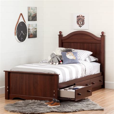 South Shore Savannah Twin Bed Set With 3 Drawers 39 Royal Cherry