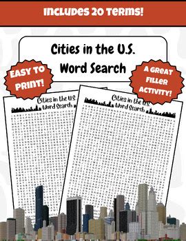 Cities In The U S Word Search By Ms Dashle TPT