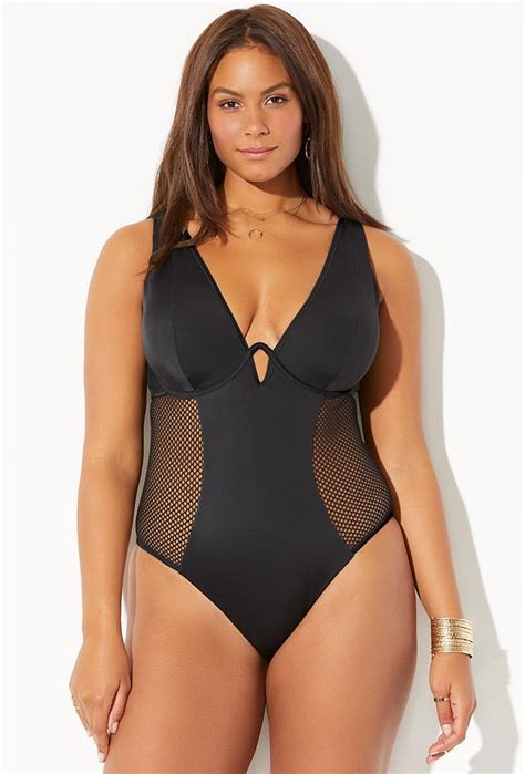 Plus Size Ashley Graham X Swimsuits For All Majestic Plunge One Piece